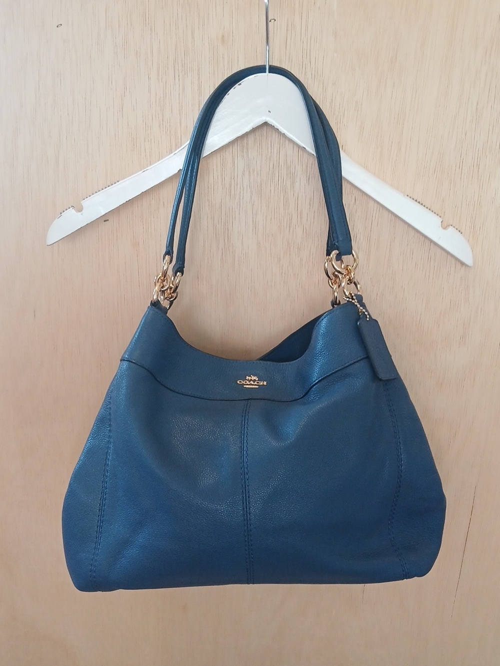 Coach Blue Leather Double-Handle Shoulder Bag